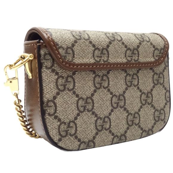 GUCCI Wallet Chain 699760 Horsebit GG Supreme Canvas Beige Brown - Picture 4 of 10